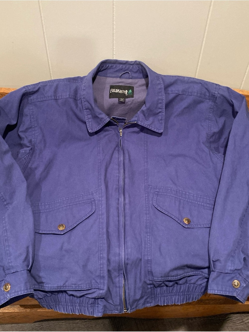 Vintages Men’s L Fieldmaster Bomber Jacket Blue 100% Cotton